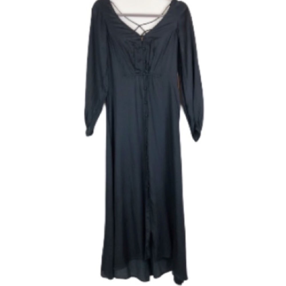 Free People maxi black button dress.